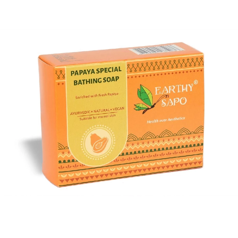 Earthy Sapo Handmade Papaya Special Bathing Soap, 100 g-2.webp